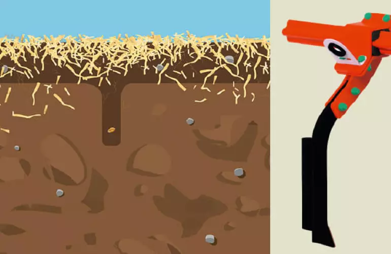 dente sottile e robusto da 12 mm penetrano facilmente nel suolo