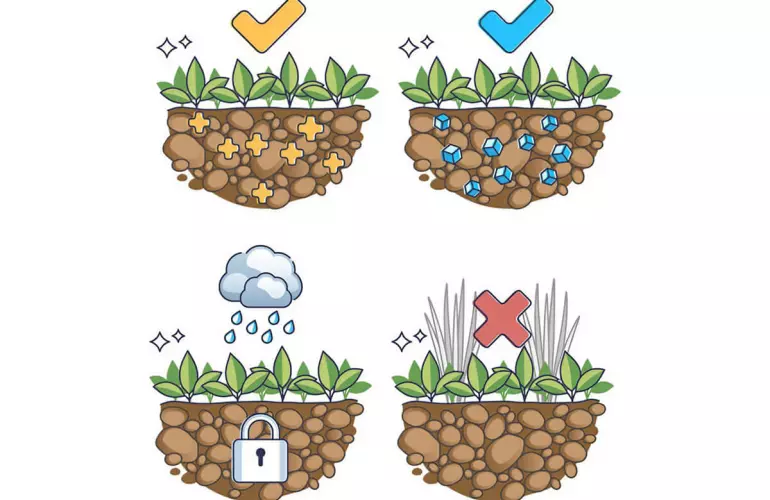 Esempio di rotazione colturale con 4 colture di pisello, colza, grano e mais