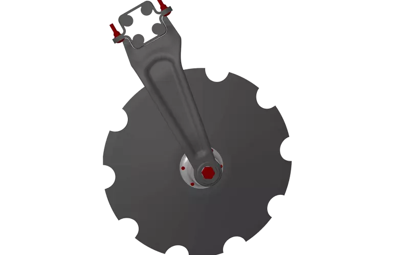 I grandi dischi da 620 mm di diametro hanno uno spessore di 6 mm per ridurre l'usura del coltivatore.