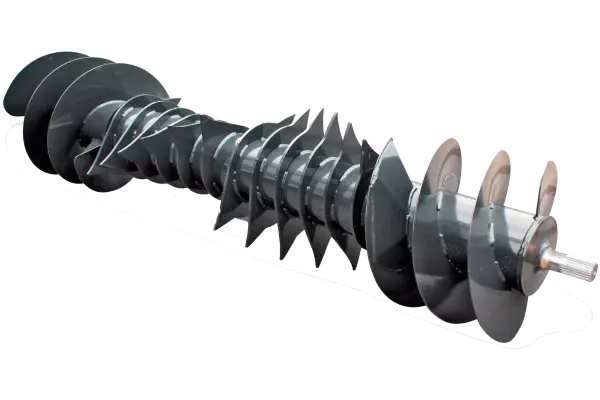 Il rotore OPTIFEED ha un diametro di 48 cm; i denti e la coclea di alimentazione sono combinati su un unico rullo.