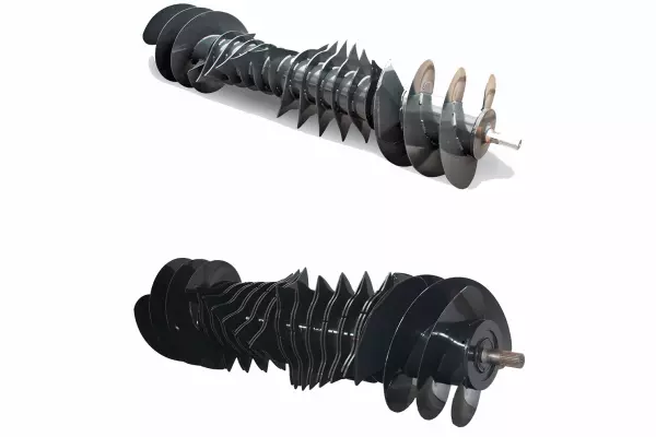 Il rotore OPTIFEED ha un diametro di 48 cm; i denti e la coclea di alimentazione sono combinati su un unico rullo.