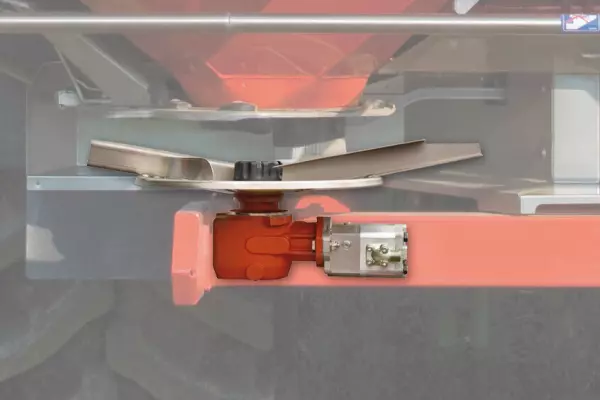 Vista del motore idraulico che aziona i dischi di distribuzione su AXIS H-EMC.