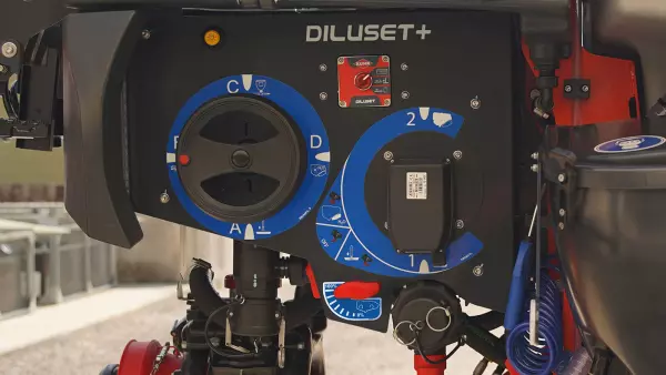 Funzionamento DILUSET+, riempimento programmabile, risciacquo e visualizzazione in cabina del volume del serbatoio