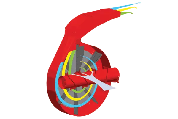 Efficace separazione delle balle di paglia senza necessità di un secondo taglio grazie alla presenza della camera di separazione pneumatica su KUHN PRIMOR 3570 M