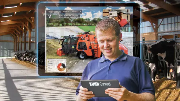 La connettività KUHN CONNECT permette all’allevatore e al suo rivenditore di ottimizzare l’uso e la manutenzione degli SPW Power