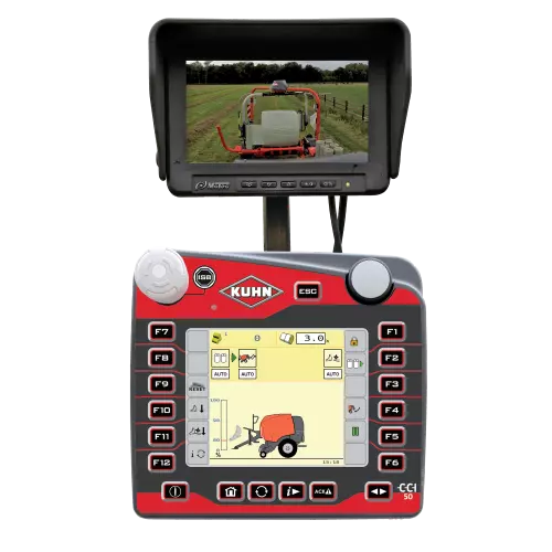 Telecamera e schermo a colori mostrano alcune balle sul campo