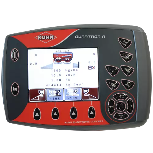 Centralina QUANTRON A per gestire facilmente ed elettronicamente le valvole in funzione della velocità d'avanzamento e della modulazione della dose da un terminale GPS esterno.