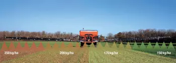 Immagine esplicativa della modulazione della dose di concime su 4 sezioni