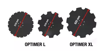 I coltivatori a dischi OPTIMER L sono dotati di dischi da 510 mm e OPTIMER XL di dischi da 620 mm.
